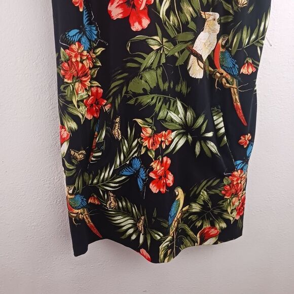 New York and Co Tropical-Print Puff-Sleeve Cotton Shift Dress size XXL - Picture 3 of 6